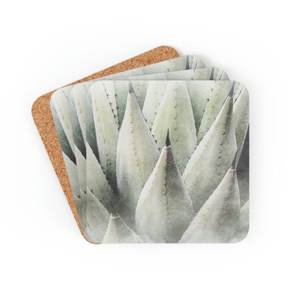 agave watercolor coaster set