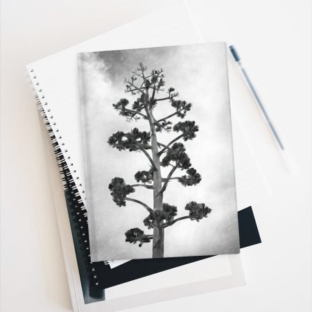 agave bloom hardcover journal on stack of books