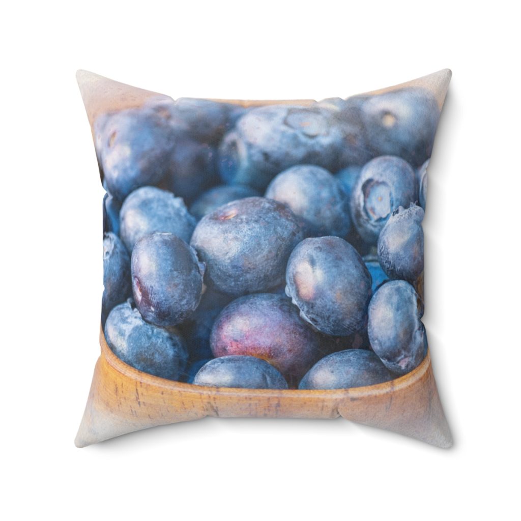 bowl of blueberries square pillow 20x20 back view