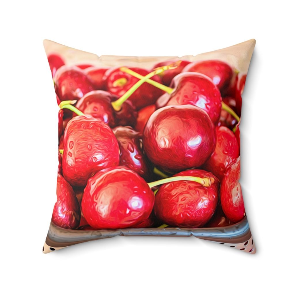 fresh cherries square pillow 20x20 front view