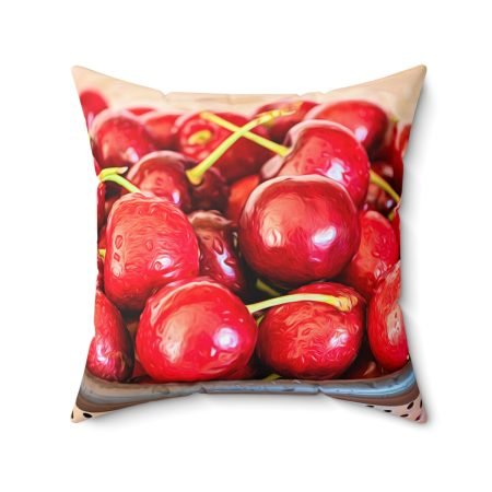 fresh cherries square pillow 20x20 front view