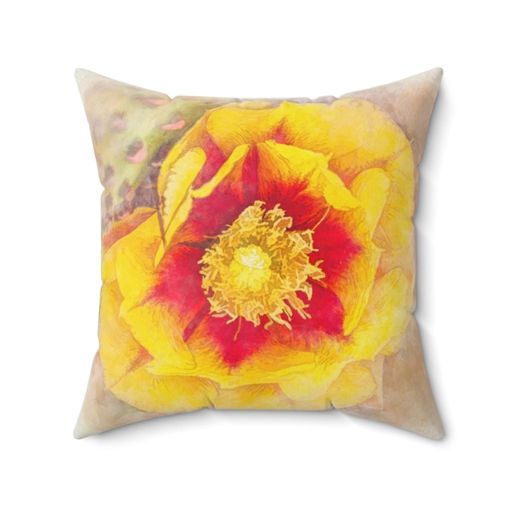 cactus bloom square pillow 20x20 front view