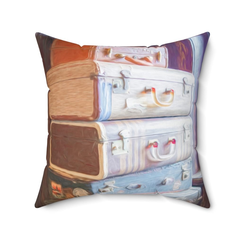 vintage suitcases square pillow 20x20 front view