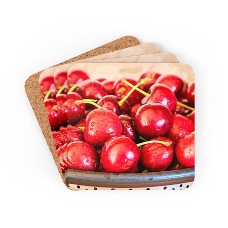 fresh cherries coaster set