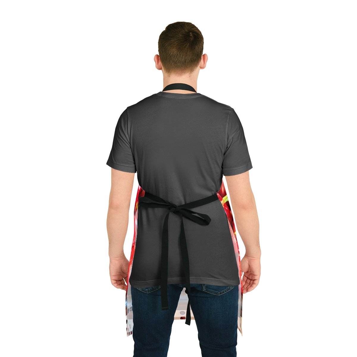fresh cherries-apron-back view-man - Val Weston Photographic Art back view of fresh cherries apron on man