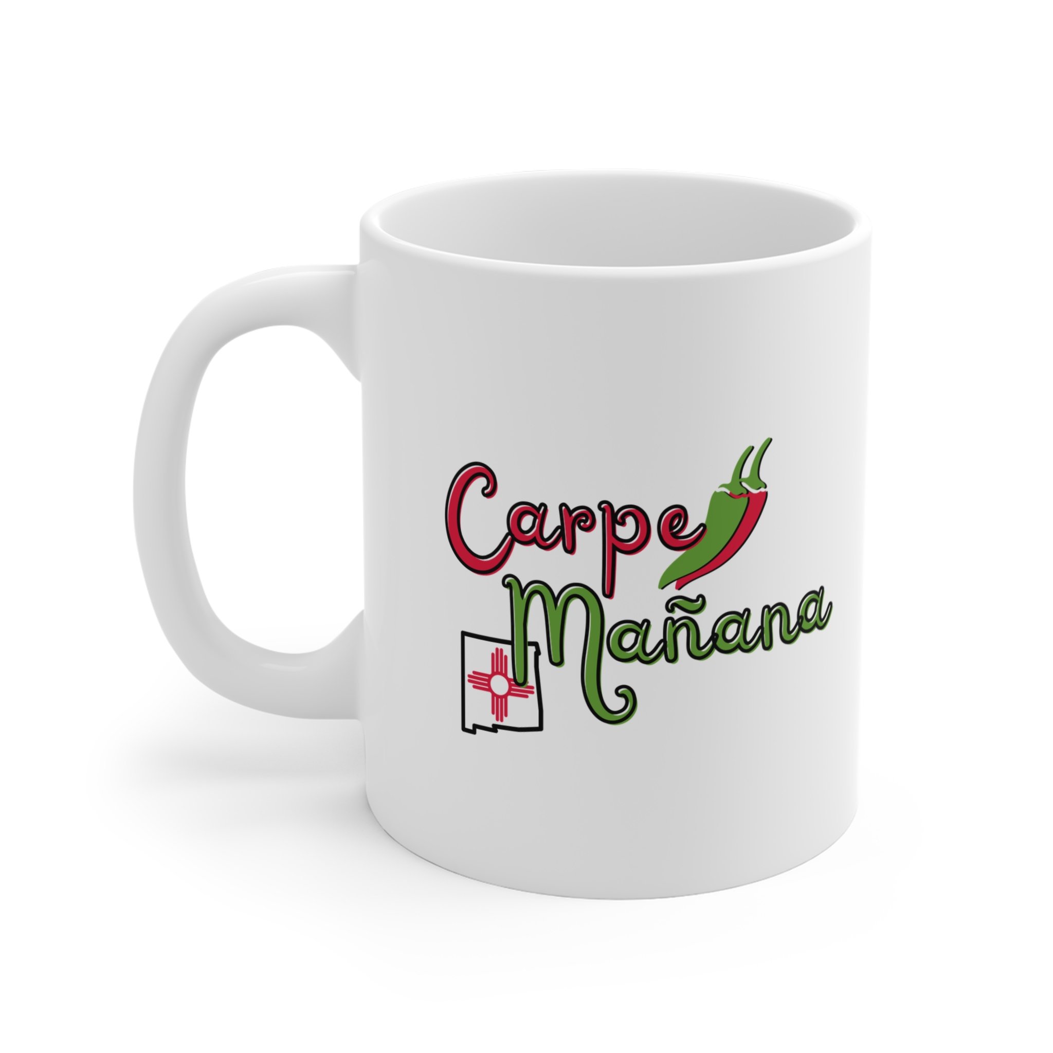 carpe mañana-coffee mug-left - Val Weston Photographic Art carpe mañana coffee mug left hand view