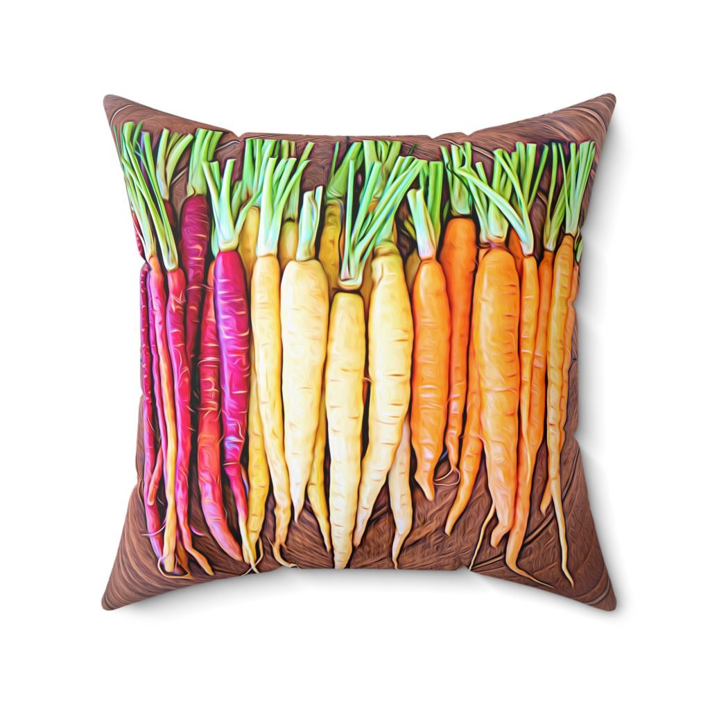 colorful carrots square pillow 20x20