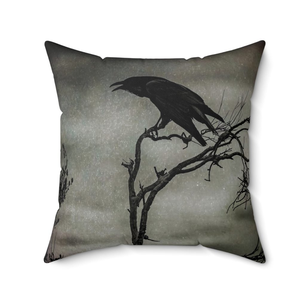 mysterious raven square pillow 20x20