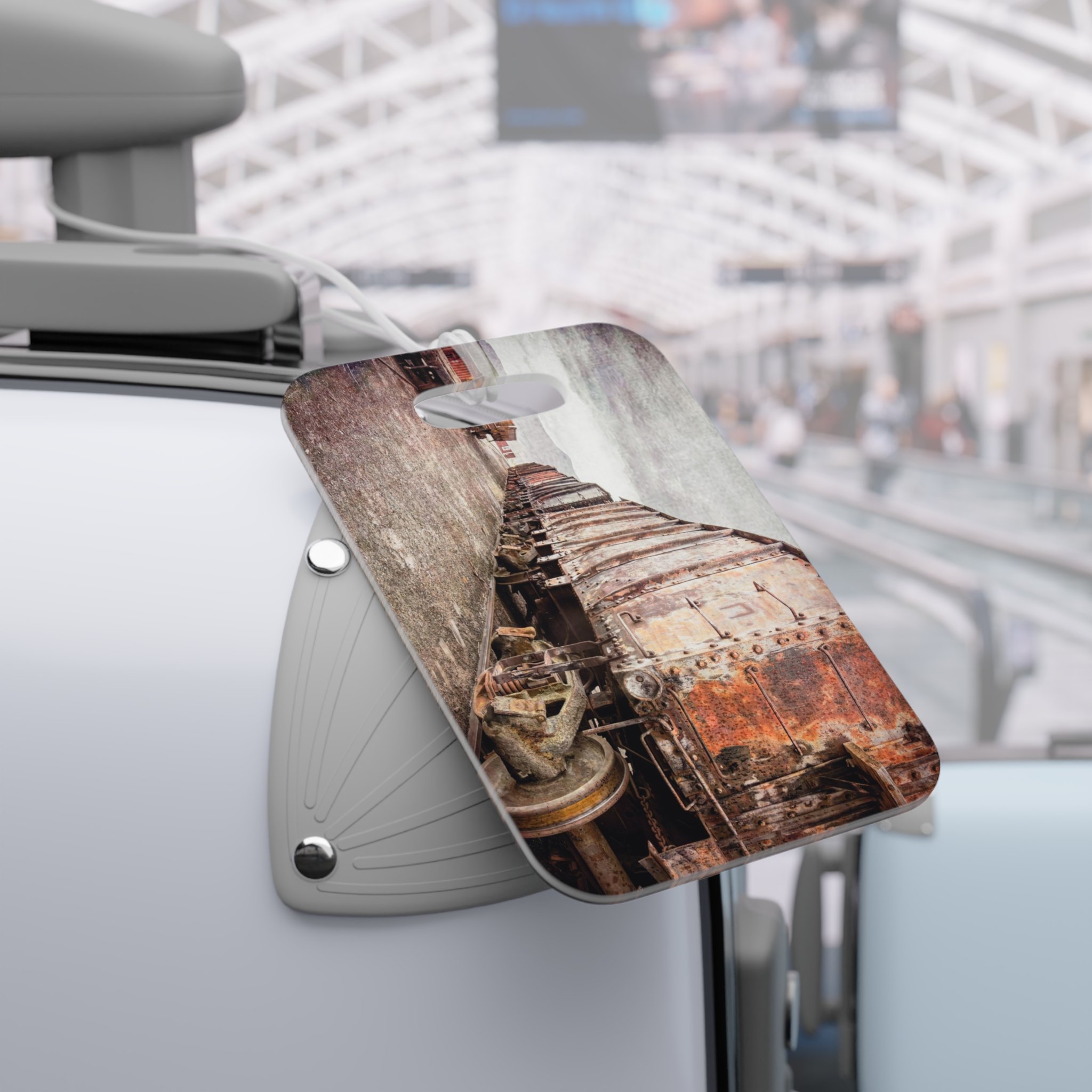 abandoned railcars-bag tag-context - Val Weston Photographic Art abandoned railcars bag tag on luggage
