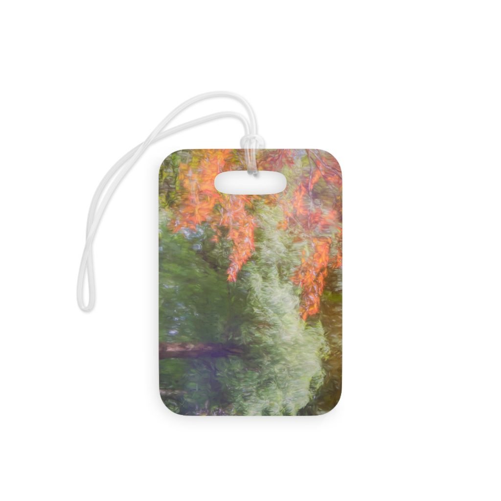 autumn reflections bag tag front view