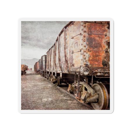 Abandoned Railcars die-cut magnet