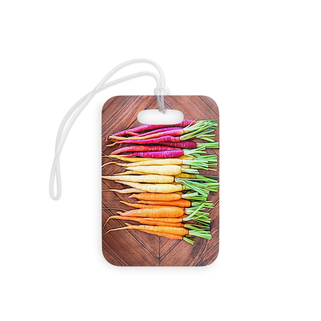 Colorful Carrots bag tag front view