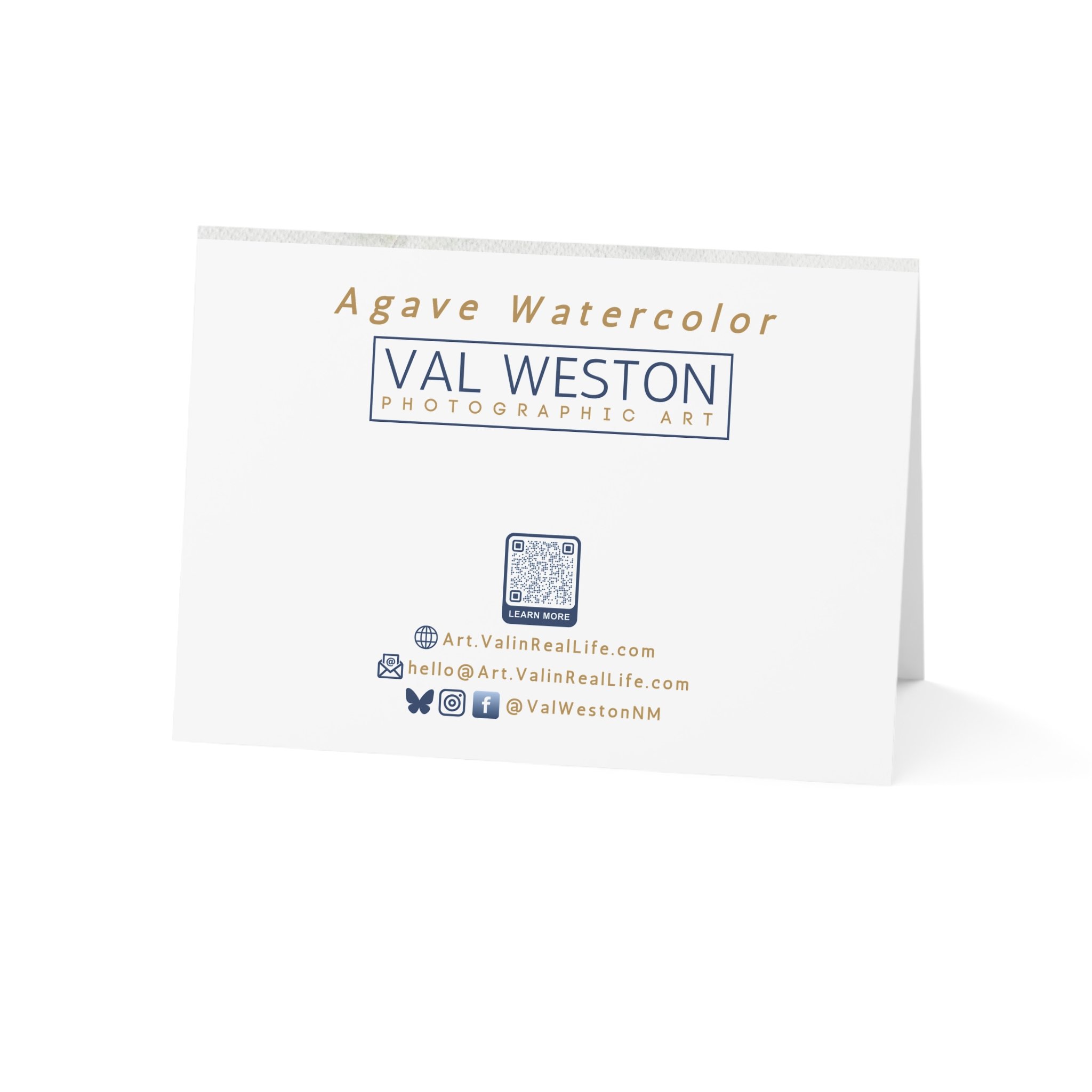 Agave Watercolor-greeting card-back - Val Weston Photographic Art Agave Watercolor greeting card back