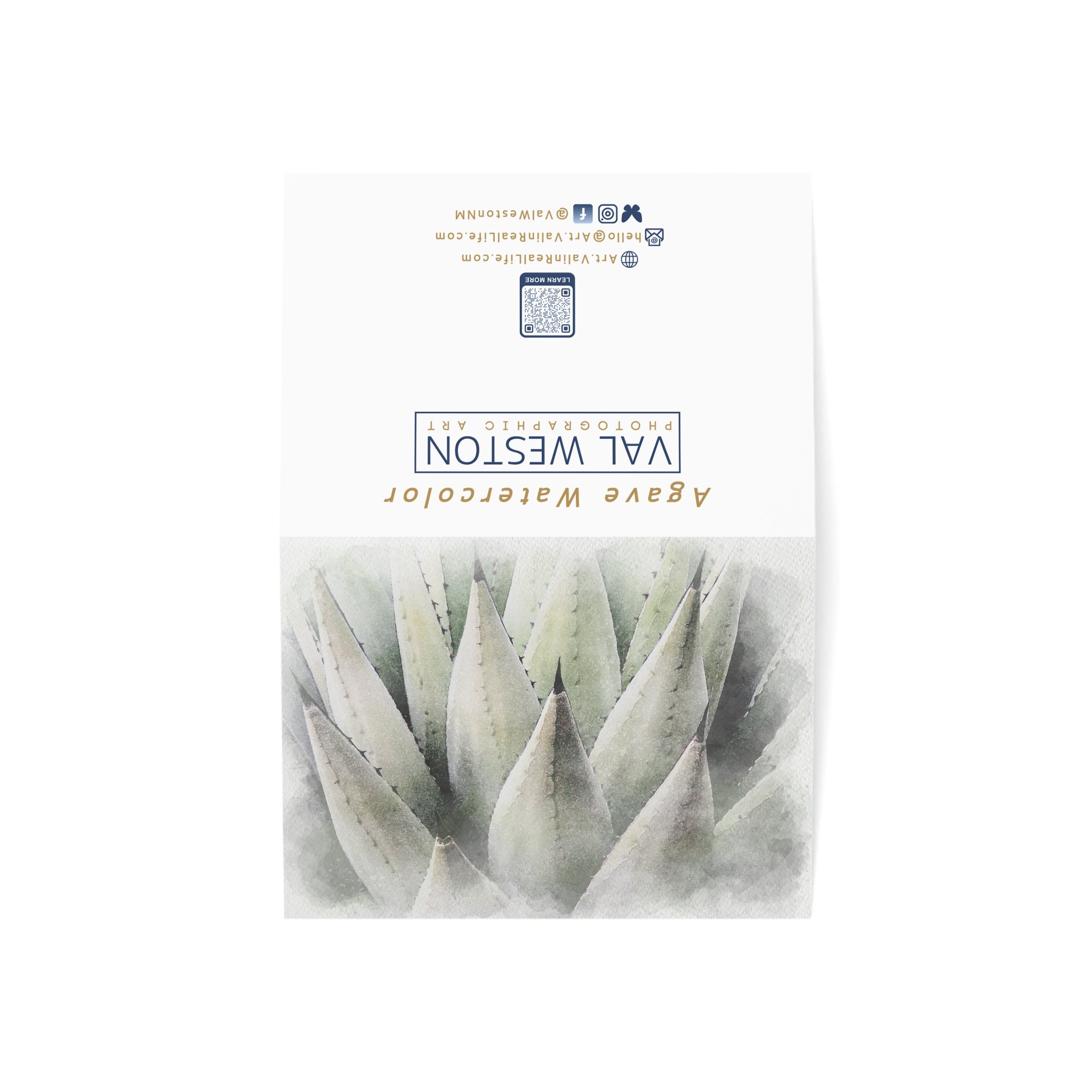 Agave Watercolor-greeting card-open cover - Val Weston Photographic Art Agave Watercolor greeting card open cover