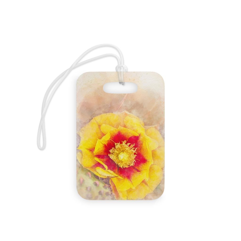 Cactus Bloom bag tag front view